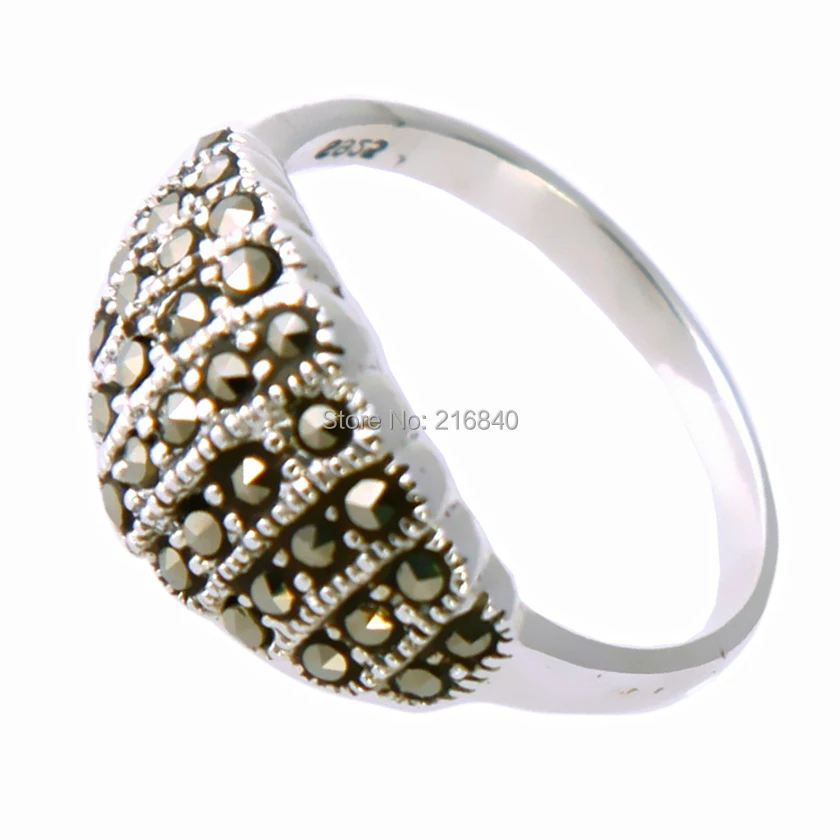 

Jewelry 925 Sterling silver ring retro vintage Bali antique Style women men marcasite gift punk Top Fashion