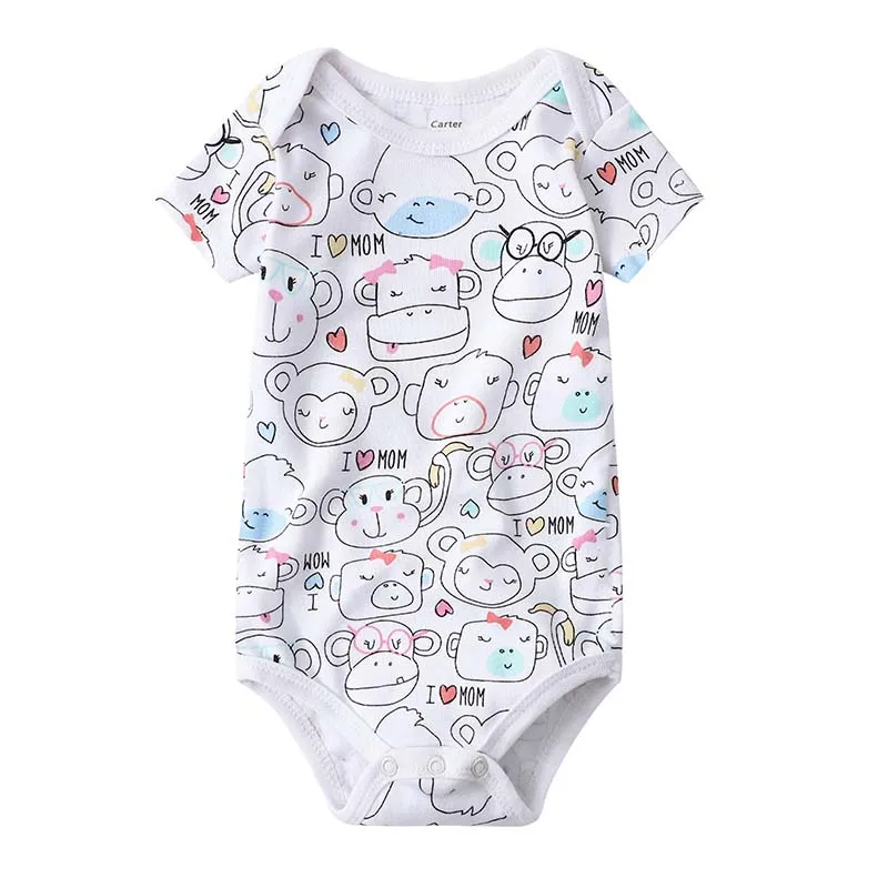 Боди для новорожденных; одежда для малышей с короткими рукавами; комбинезон с круглым вырезом для малышей 0-24 месяцев; одежда для малышей из хлопка; комплекты для малышей - Цвет: 4