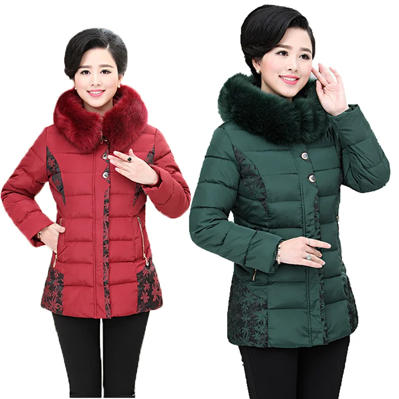 

2019 New Winter Jacket Women Fur Collar Down Jacket Thick Cotton Coat Female Plus Size Cotton-padded Winter Coat Women Parks 5XL