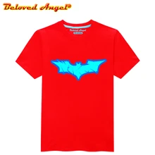 Светящаяся в темноте светящаяся флуоресцентная футболка супергероя для детей, летняя футболка для мальчиков и девочек одежда Мстителей детские повседневные топы унисекс