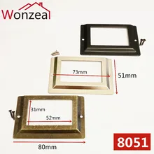 

10pcs/lot 80x51mm Antique Brass Metal Label Pull Frame Handle File Name Card Holder For Furniture Cabinet Drawer Box Case Bin