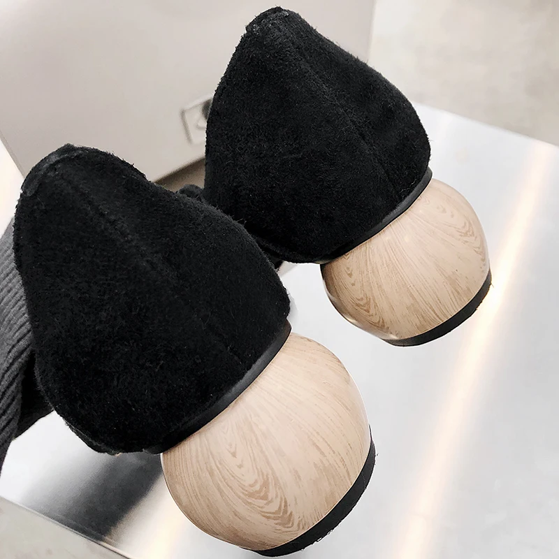 ISNOM/Необычные деревянные туфли-лодочки на каблуке; женская обувь с ...