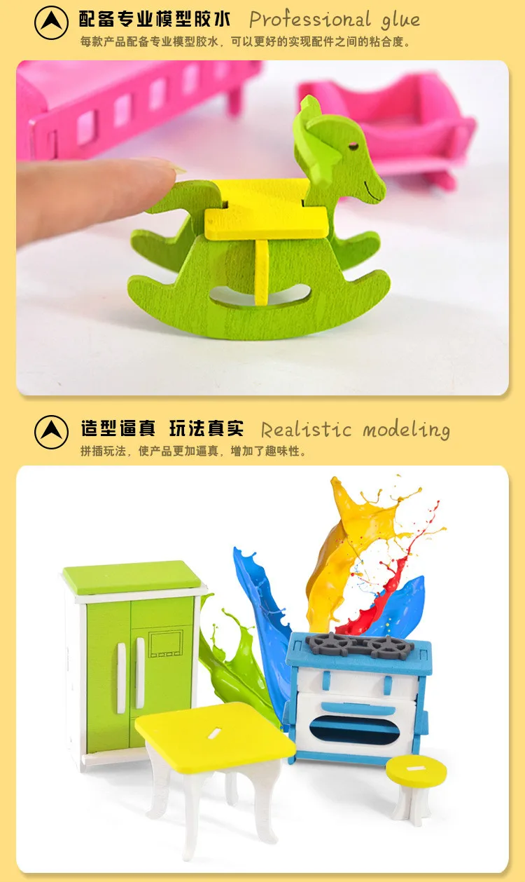 Детская деревянная игрушка цвет DIY Мини маленьких Мебель Кухня Модель Ремесло для детей ремесла и искусств