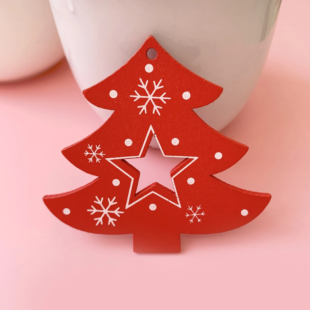 

2019 Wooden Christmas Hanging Ornaments For DIY Wood Crafts Xmas Decoration Christmas Tree Ornaments - Angel Deer Tree Snowflake