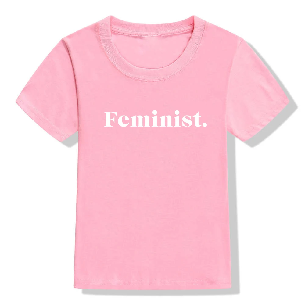 Детская футболка с надписью «FEMINIST»; рубашка для мальчиков и девочек; повседневная детская одежда для малышей; Забавные футболки; модная футболка