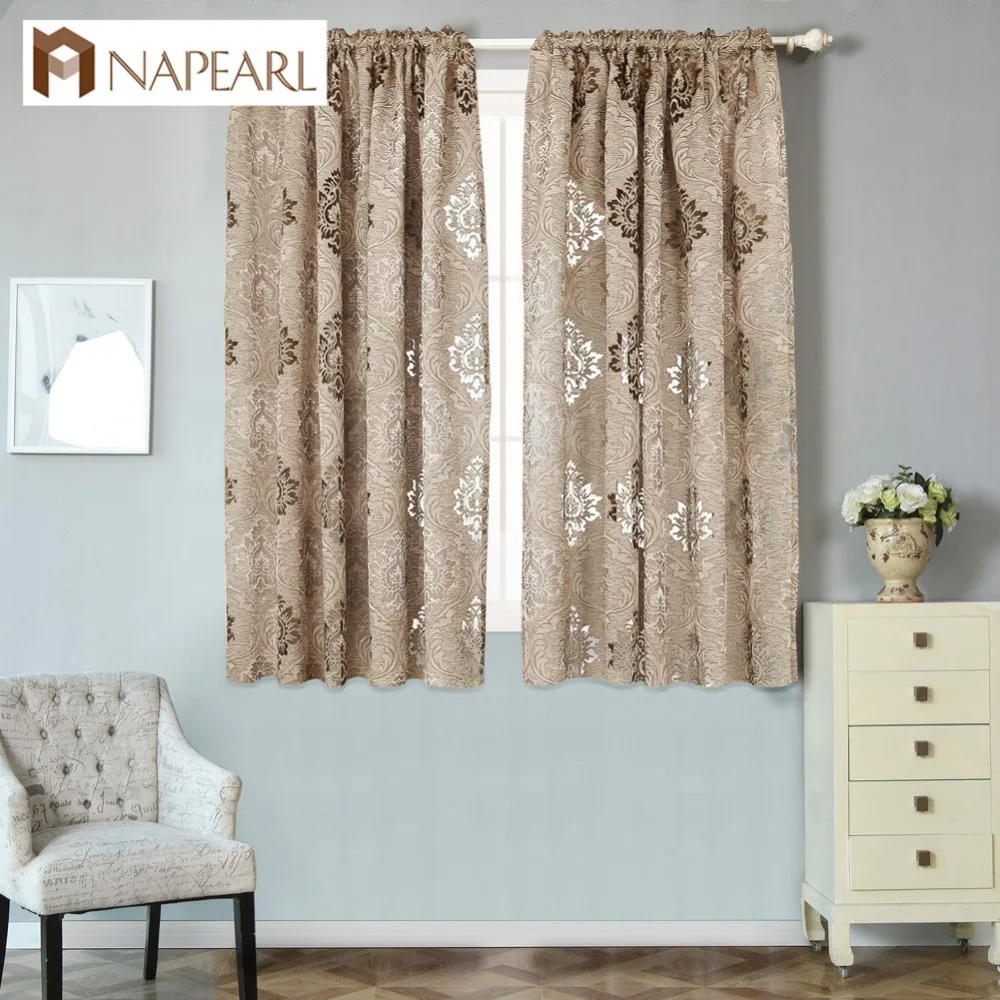

NAPEARL Short semi-blackout curtains for kitchen window brown curtains custom made Home Textiles window shades single panel