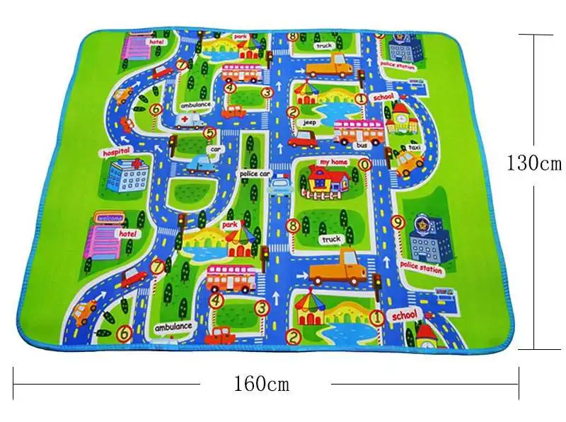 City Traffic Road Play Mat for Car Train Toy Baby Kid Crawling Rug Carpets 