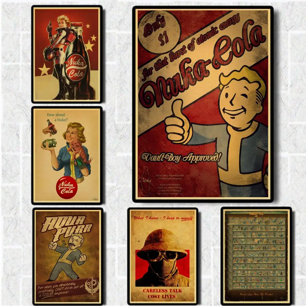

Fallout 3 4 Game Vintage Poster Home Furnishing decoration Kraft Game Poster Drawing Painitng Wall stickers