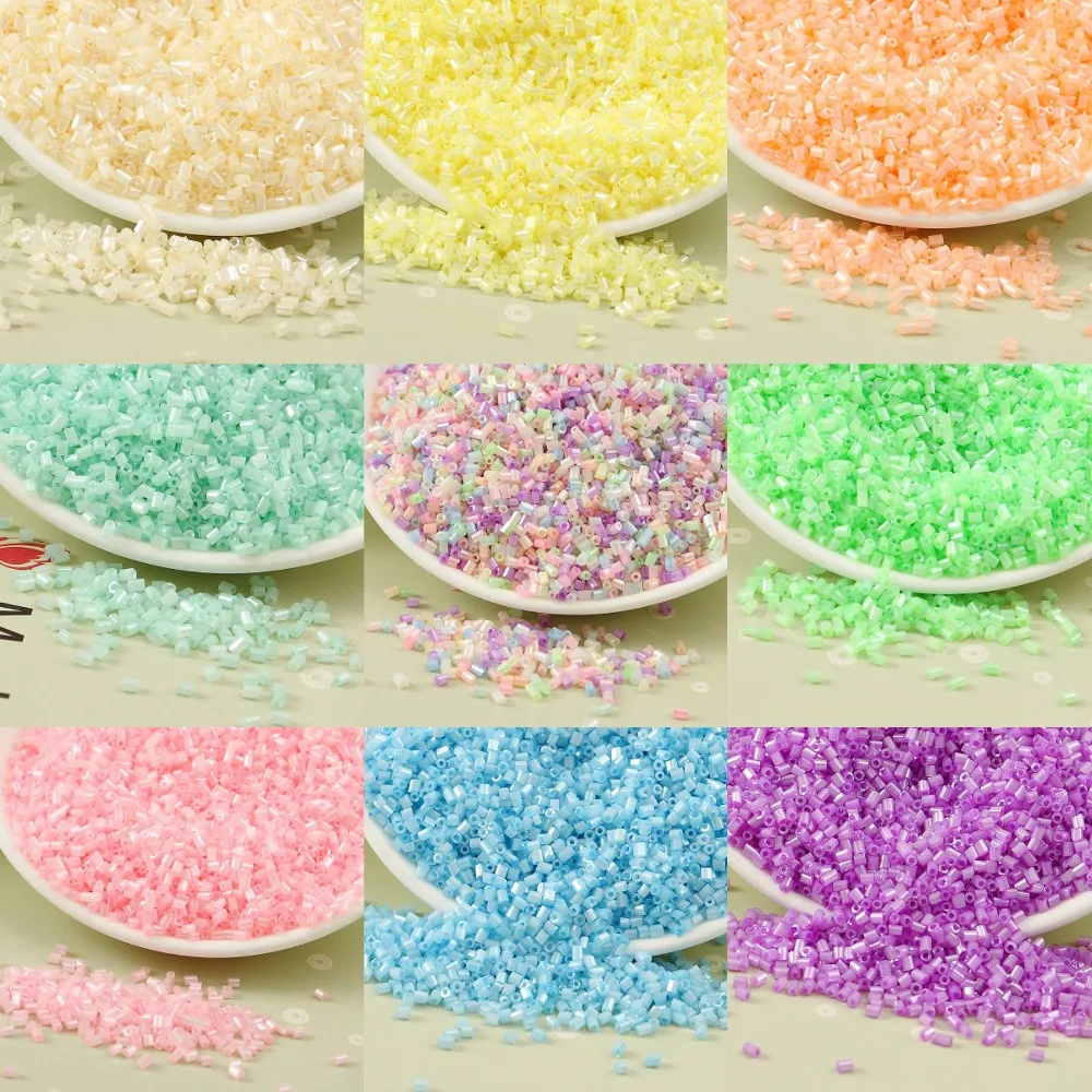 

1200PCS/lot 2*3mm Cream Czech Glass Tube Seed Spacer Beads tiny pendant beading glass tube beads Jewelry Making Garments Sewing