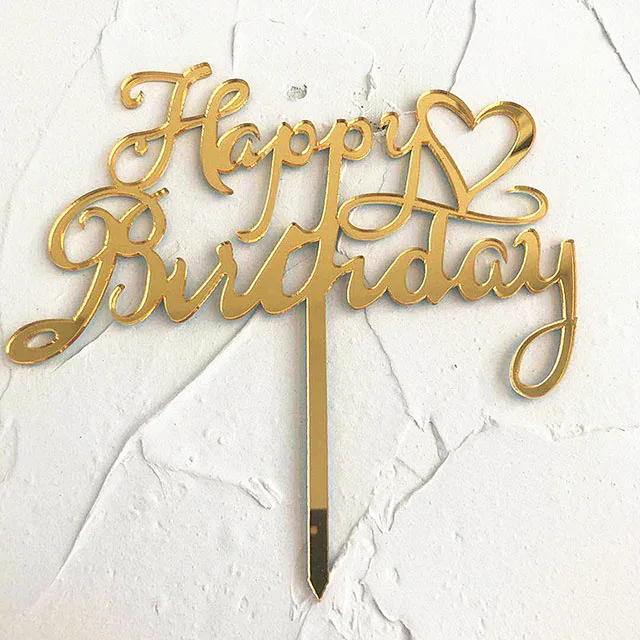 Золотой акриловый торт Топпер гирлянда блеск с днем рождения кекс Топпер для девочек день рождения праздничное украшение торта детский душ - Цвет: 14
