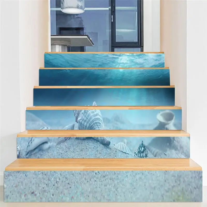 

Realistic Self-adhesive Seashell Conch Stairs Decals Stickers Removable Waterproof Staircases Decals Wall Decals for Hotel Home