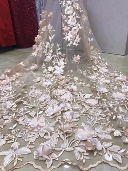

High quality african french tulle lace fabric with beautiful flower pattern design french net lace for wedding A088-5