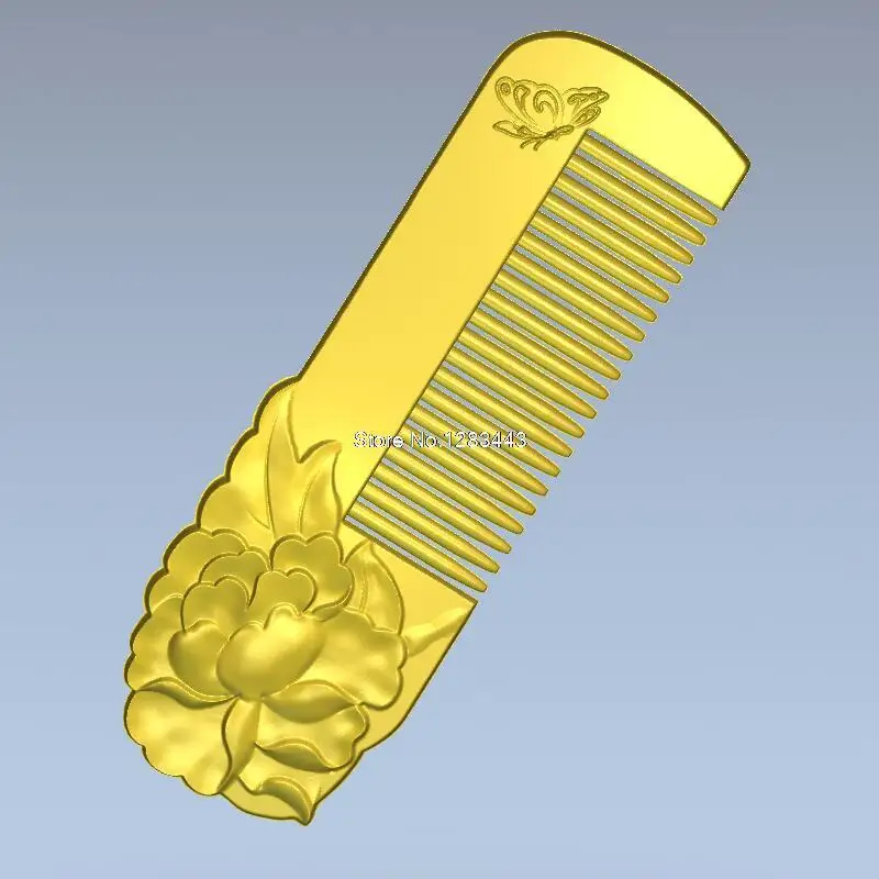 

Comb with peony 3d model relief for cnc in STL file format
