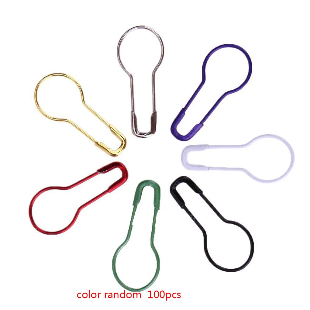 

100 Mixed Color Safety Gourd Shaped Pins Buckles Iron Sewing Tags Fastener Clothes Markers Pins Craft Knitting Stitch Holder