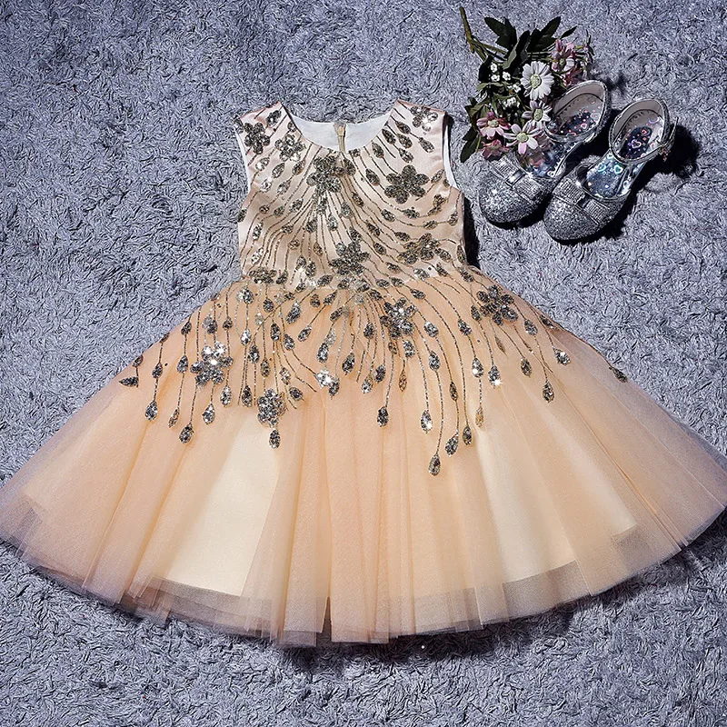 Платье для первого причастия роскошное платье принцессы для девочек, бальное платье с блестками, платья без рукавов для дня рождения вечеринка, Свадебный банкет Vestidos S260