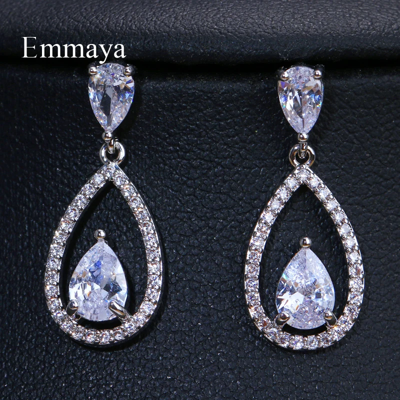 Изысканные серебряные серьги подвески EMMAYA в форме капли дождя с фианитами модные