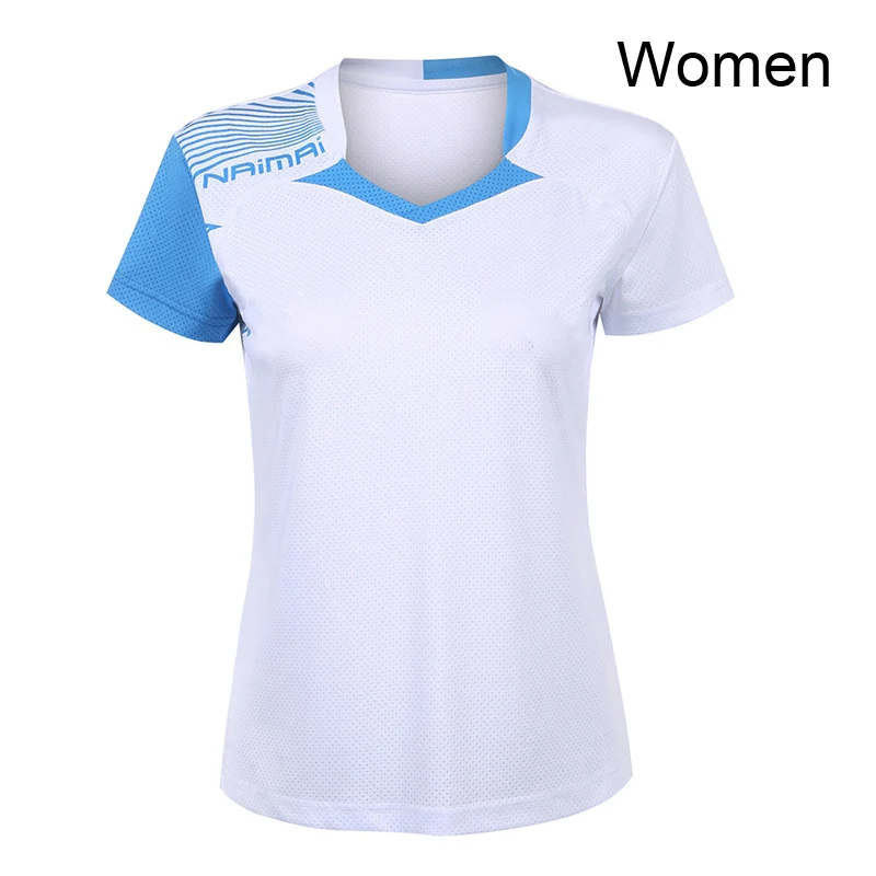 Рубашка для бадминтона с бесплатной печатью для мужчин/женщин, Спортивная футболка для бадминтона, футболки для настольного тенниса, одежда для тенниса, сухая крутая рубашка 5062 - Цвет: Woman white 1 shirt