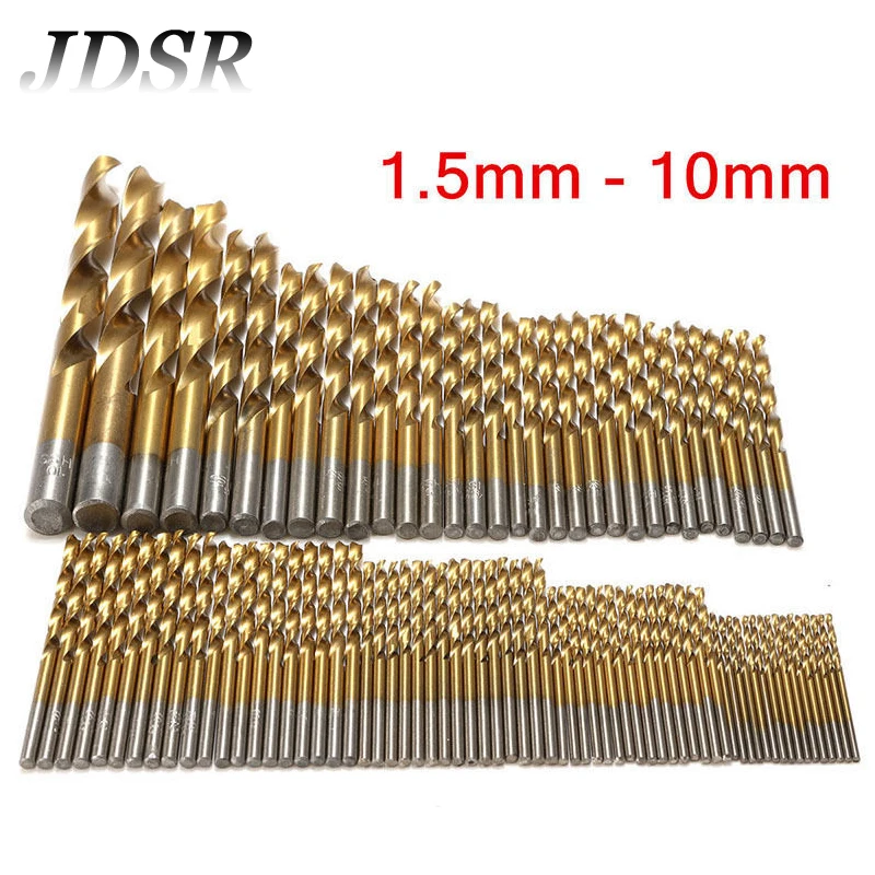 

JDSR 99Pcs High Speed Steel Drill Bit Set Twist Drill 1.5-10mm HSS Titanium Coated Woodworking Drill Mini Electrical Drill Tools