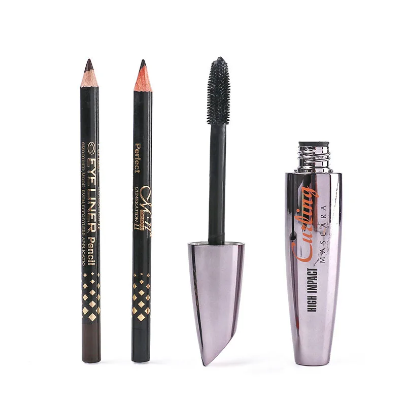 

3pcs/set High Quality Waterproof Mascara Volume Express 3D Makeup With Black & Brown Eye Liner Pencil Make Up Set