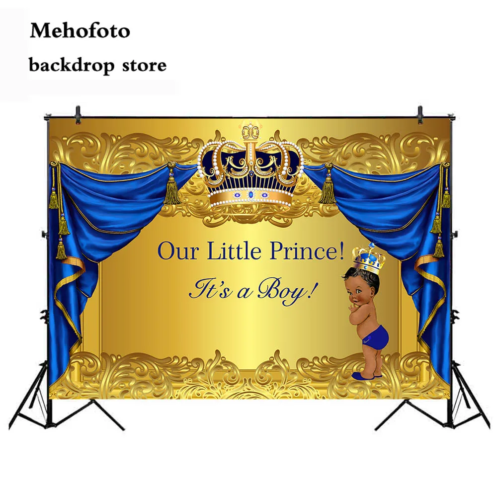 Mehofoto Baby Shower фон для фотосъемки коронованный Королевский принц Виниловый Золотая