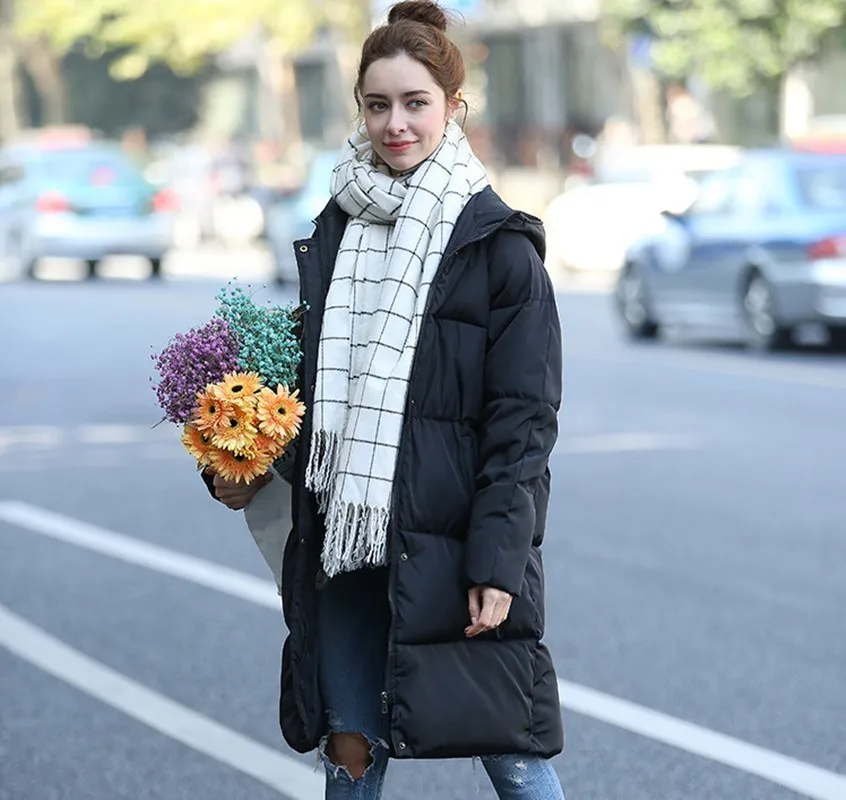 New 2018 Winter Jacket Coat Women Down Parka Plus Size Thick Warm Long Loose Hooded Snow Wear Cotton Padded Quilted Jacket