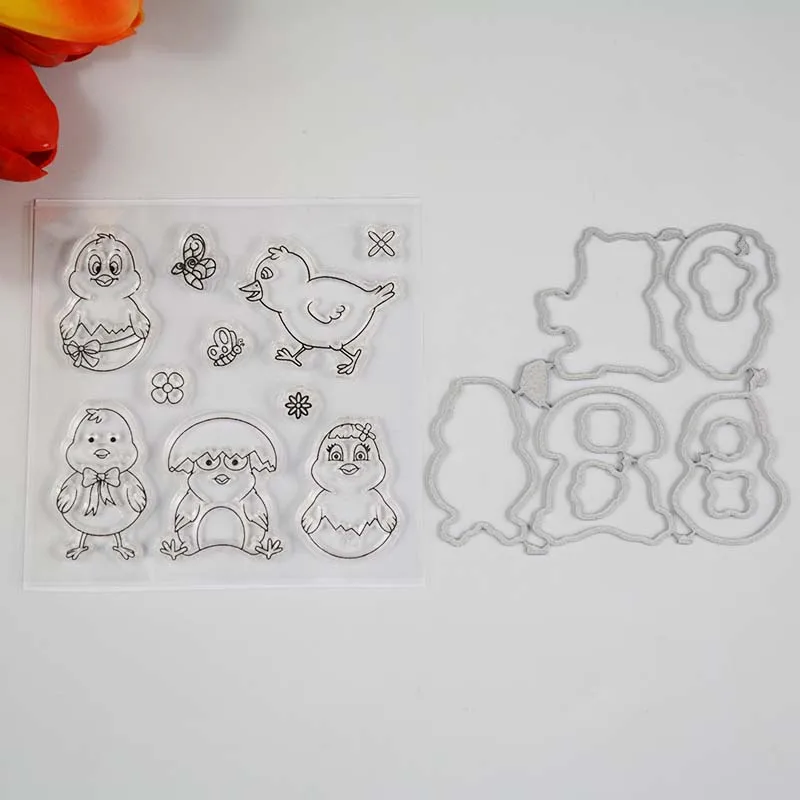 

Chicken and egg Transparent clear stamp/coordinating die for DIY Scrapbooking/Card Making/Kids Fun Decoration Supplies