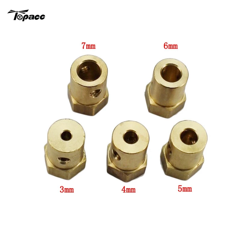 

3mm 4mm 5mm 6mm 7mm Hexagonal Copper Coupling Coupler Column for Robot Car Wheel RC Drones Models Accessories Accs Spare Parts