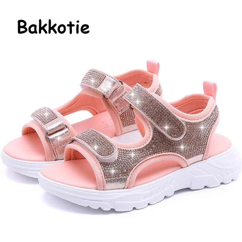 

Bakkotie 2019 Baby Girls Summer Rhinestone Sandals Kids New Soft Pu Casual Dress Shoes Princess Fashion Casual Sandals