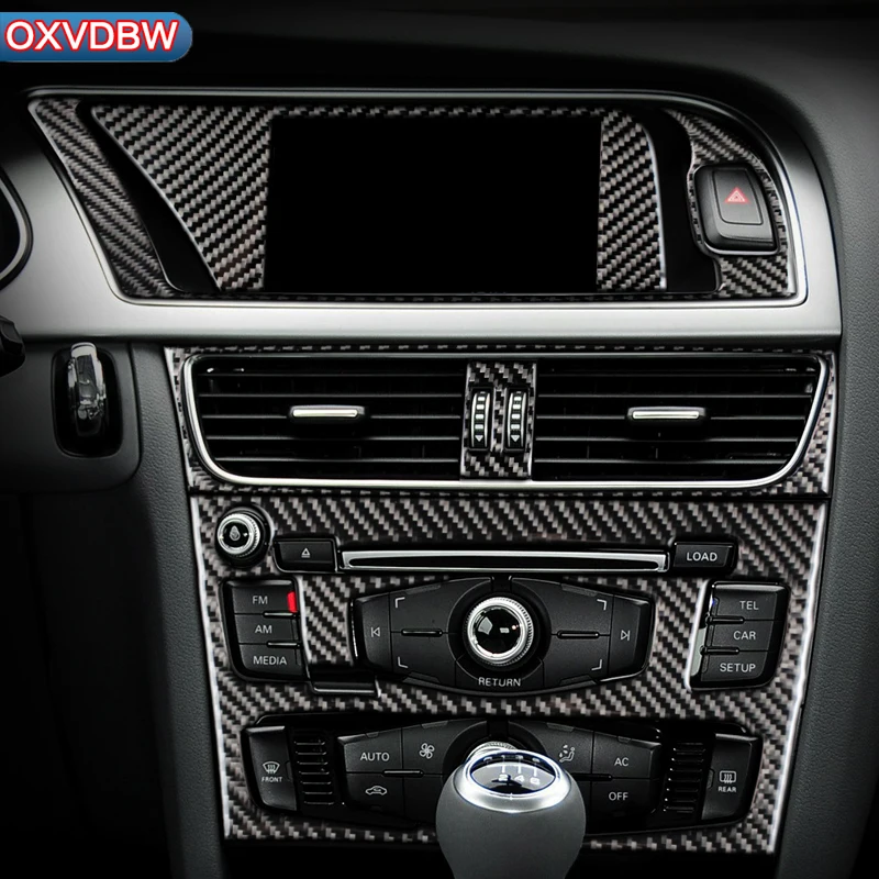 For Audi A4 B8 A5 Accessories Carbon Fiber Car Interior Navigation Air Conditioning Cd Control Panel Lhd Rhd Styling Stickers Car Stickers Aliexpress