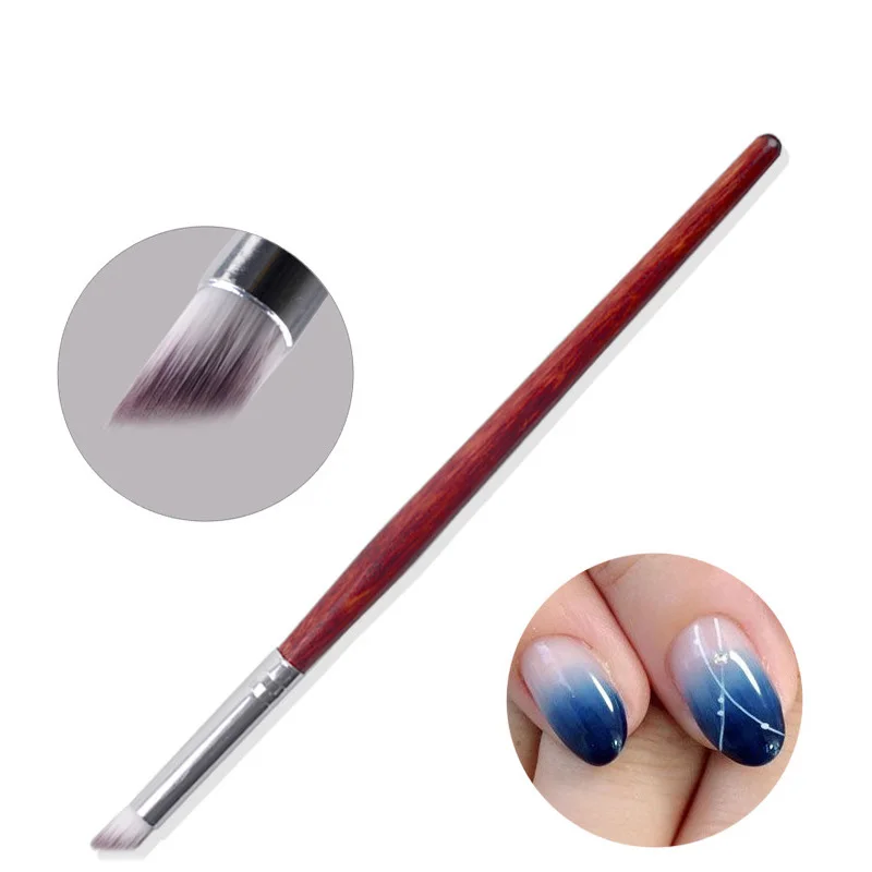 Профессиональная деревянная ручка нейлоновая кисть для волос Омбре кисти для ногтей мягкие профессиональные маникюрные инструменты для градиентного УФ-геля ногтей