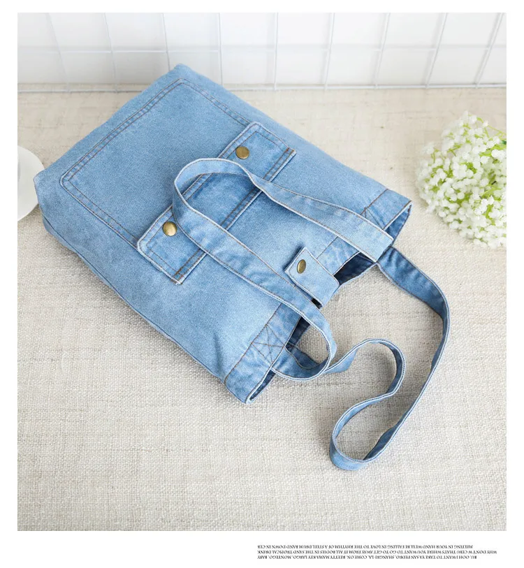 Повседневные модные дизайнерские винтажные женские сумки-тоут с карманами и клапаном черного и синего цвета, женские джинсовые сумки через плечо