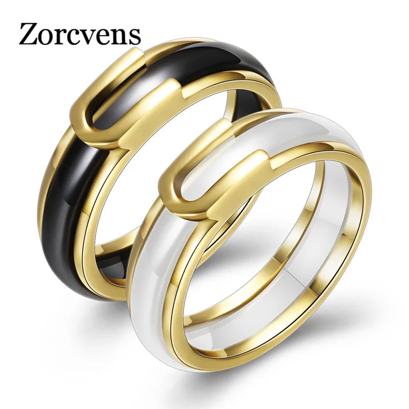 ZORCVENS Ceramics 8mm Fashion Exquisite Ceramic Ring for Women