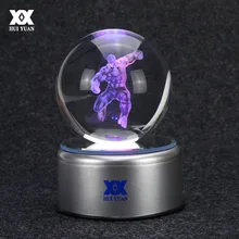 Мстители Халк 3D лампа с хрустальным шаром настольное украшение стеклянный шар ночник светодиодный красочный поворот база Забавный подарок Хуэй Юань бренд