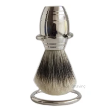 Тончайший/Кисть из серебристого барсучьего волоса Hiar щетка для бритья металл ручка из нержавеющей стали и подставка держатель Человек борода бритва