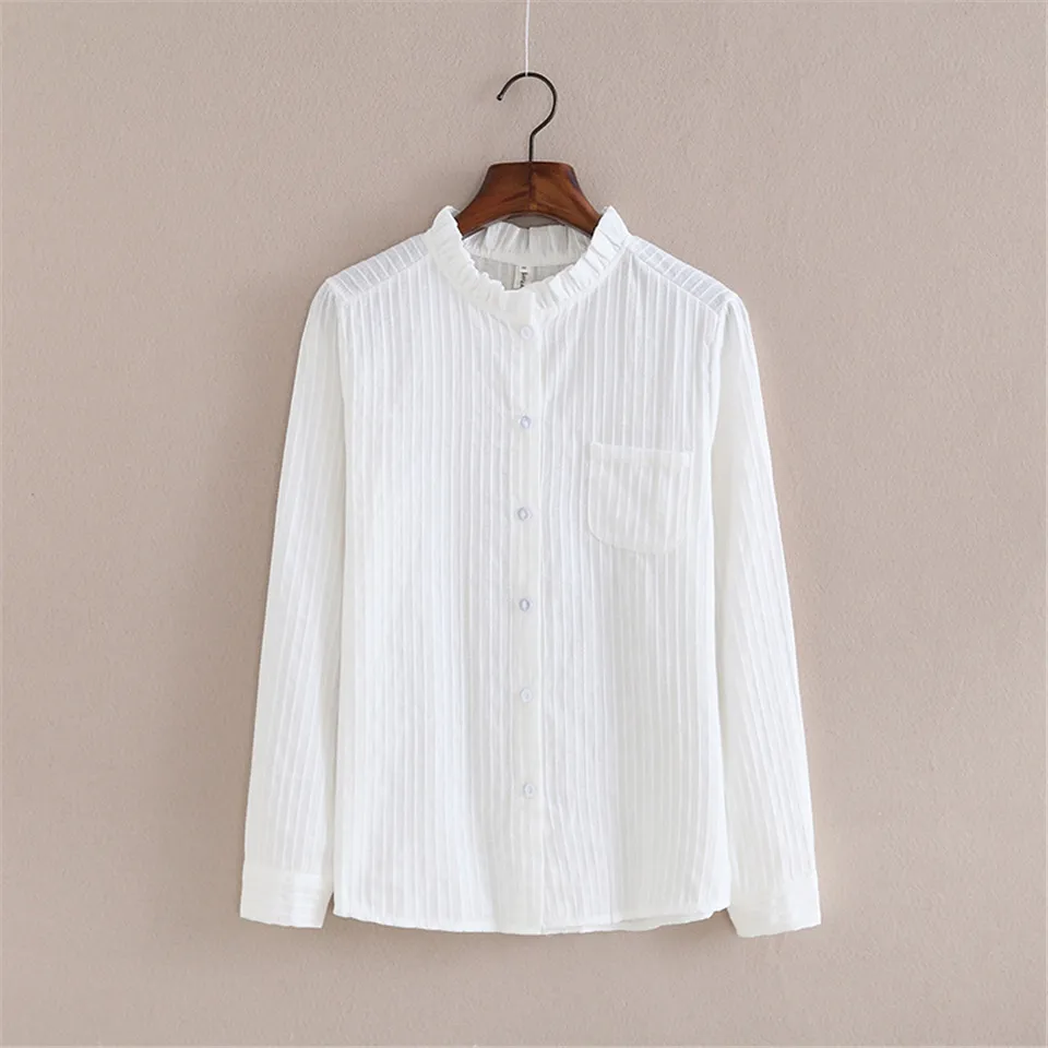 Женская блузка с V образным вырезом длинным рукавом и карманами|long sleeves women blouse|white
