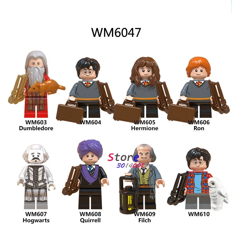 

Single Building Blocks Harry Potter Figures Dumbledore Hogwarts Quirrell Filch Hermione Oliver Wood Collection toys for children