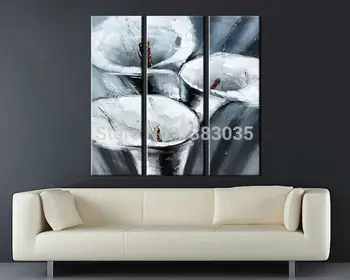 

Hand Painted 3 Piece Abstract Flower Canvas Wall Art Oil Paintings Set Modern Decoration Home Pictures