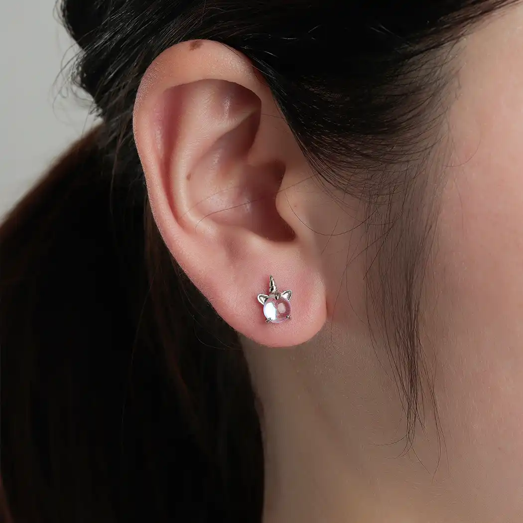 Unicorn Rainbow Stud Baby Earrings Kids Children Jewelry Asymmetry