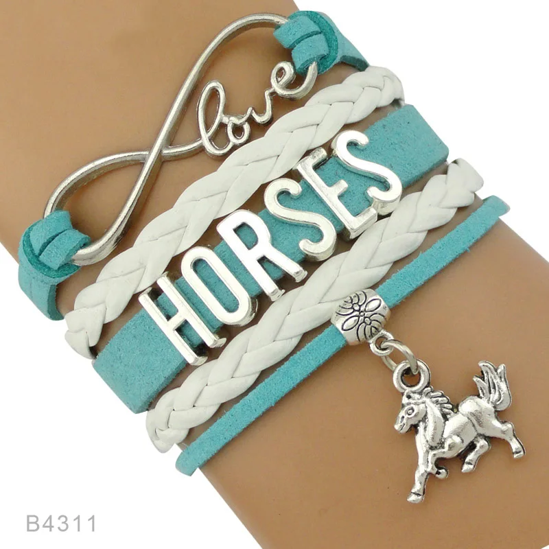 Дружба Любовь лошадь доктор Кентукки Дерби конный спорт Арабские лошади скачки вечерние подковы браслеты с надписью "Horses" для женщин - Окраска металла: B4311