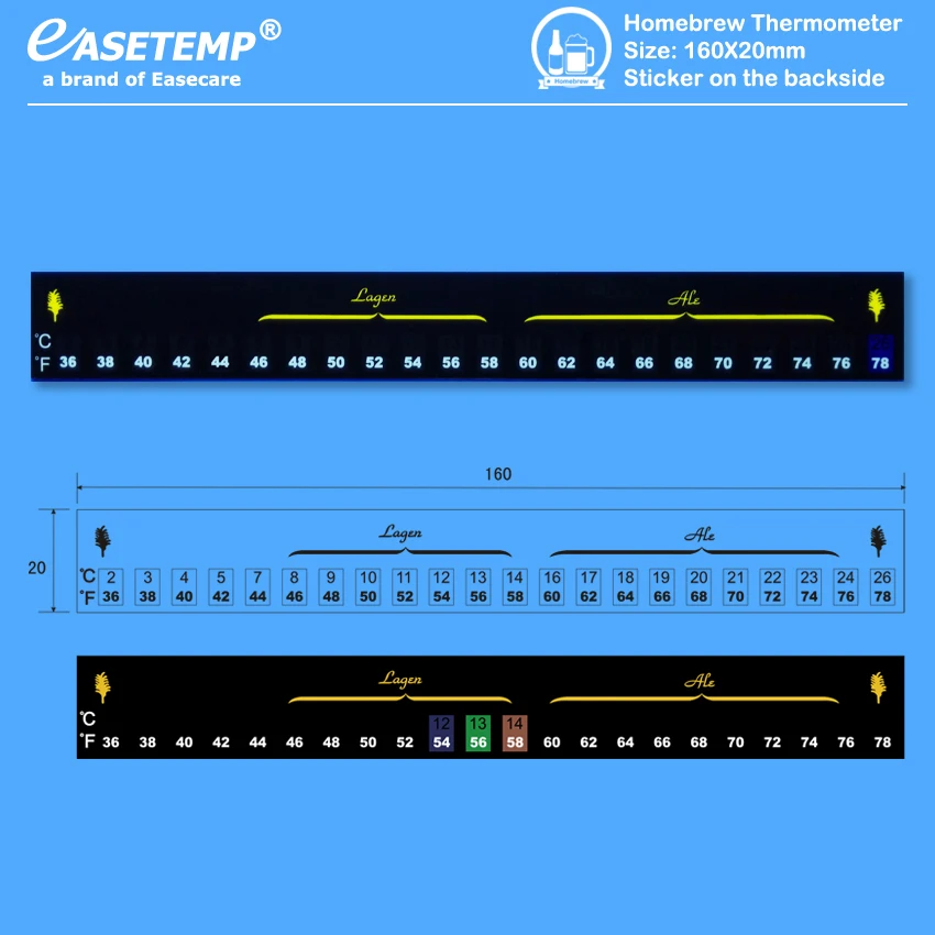 3 шт./лот,, домашний термометр для пива или вина(2-26 градусов по Цельсию и Фаренгейту) с наклейкой