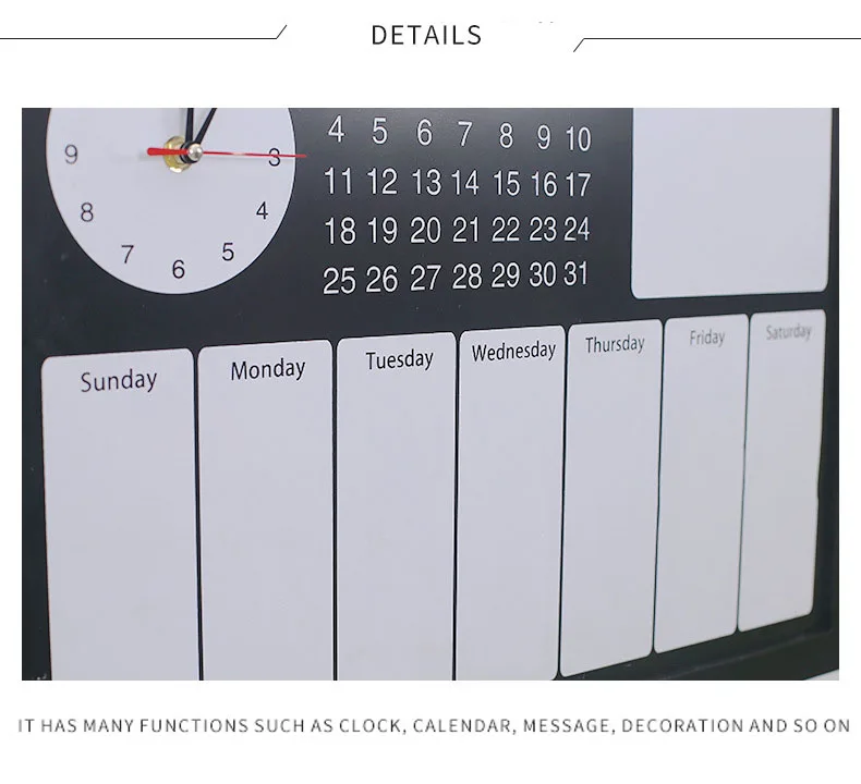 Большой черный настенный массивный календарь, чтобы сделать список еженедельных исследований для семьи, сделай сам планировщик, органайзер, декоративная доска с часами