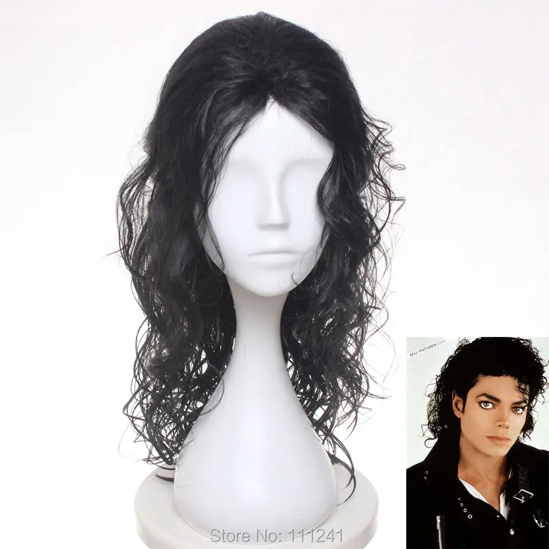 Michael Jackson Wig Black Culy Synthetic Hair Cosplay Wigs Heat