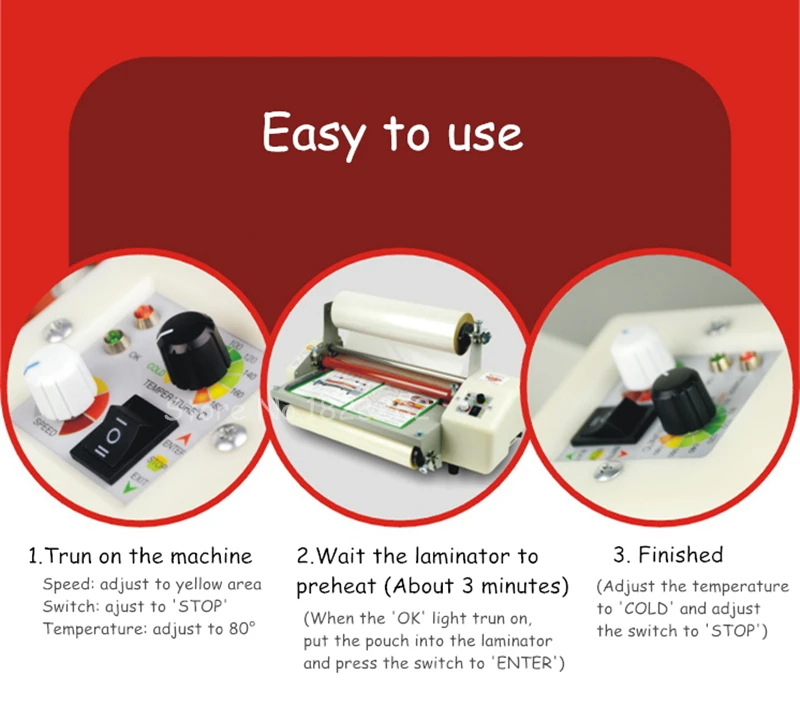 Регулируемый горячий холодный ламинатор A3/A4 фото термопластичный уплотнитель 4 шт. ролики рулон высокого класса скорость регулирования ламинатор