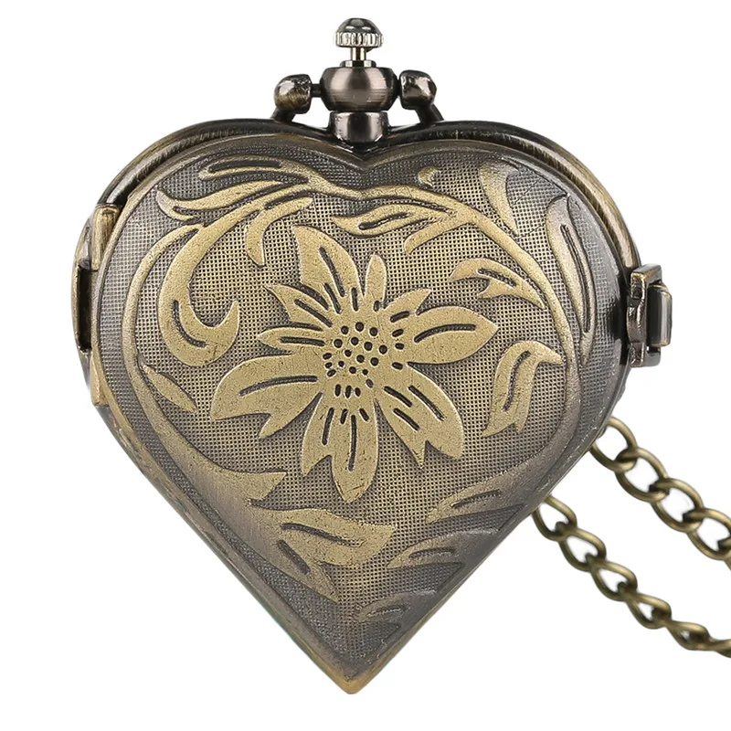 День святого Валентина подарки для любимого жены сладкое сердце часы кулон кварцевые карманные часы стильный подходит для женщин, девушек и девочек. Ожерелье цепь