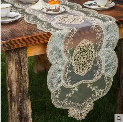 

Europe luxurious embroidered table runner table flag Gold velvet beautiful Doily tablecloth lace light TV cabinet retro