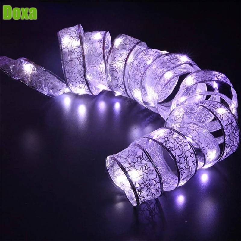 Doxa 40 LED Christmas Ribbon Bow Knot String Lights Lace Fairy Night Light Prom Trendy Clothes Shinning Party Garden Decoration | Лампы и