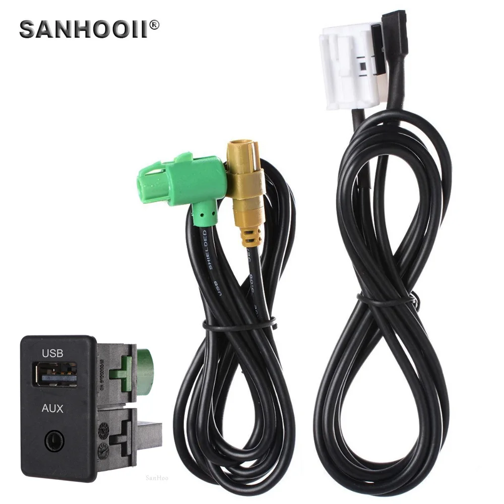 

USB AUX Cable Wire + Adapter Audio Switch Plug For VW New Magotan POLO Touran Tiguan New Aagitar RCD510+ RNS315 RCD310+ RCD300+