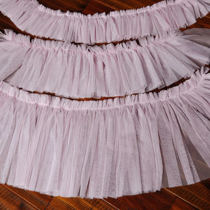

5Yards 12cm Pleated Lace Trim Bubble Skirt Ruffle Mesh Lace Ribbon Pleated Lace Fabric Accessories Tutu Lace Wedding Decortion