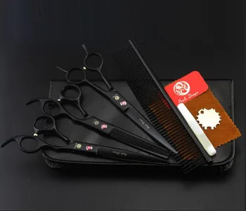 

New Pet Grooming Scissors Set 7 Inch Professional Japan Dog Shears Hair Cutting Thinning Curved Scissors Colorful