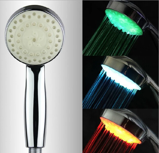 

Wholesale Temperature control 3 Colors Changing Led Shower Head Bathroom Handheld Shower Nozzles